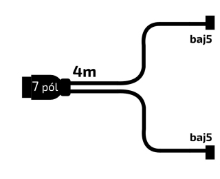 Kabeláž  4 m/7-pól. zástrčka, bez předních vývodů, baj5, Jokon