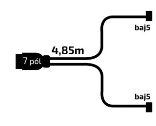 Kabeláž  4,85 m/7-pól. zástrčka, bez předních vývodů, baj5, VAPP