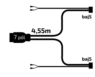 Kabeláž  4,55 m/7-pól - zástrčka, s předními vývody QS75, baj5, VAPP