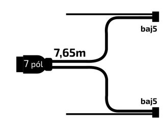 Kabeláž  7,65 m/7-pól. zástrčka, s předními vývody QS150, baj5, Jokon