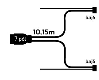 Kabeláž 10,15 m/7-pól. zástrčka, s předními vývody QS150, baj5, Jokon